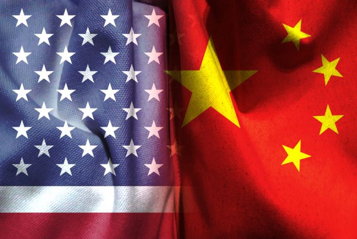 American,Flag,And,Chinese,Flag,,3d,Illustration
